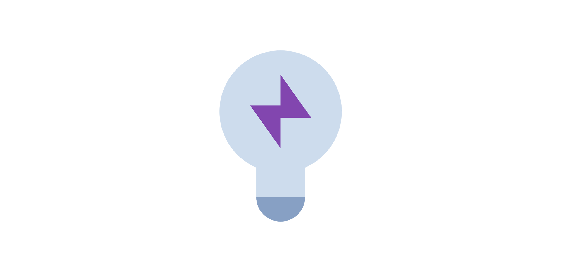 Lightbulb icon with a purple lightning bolt inside it